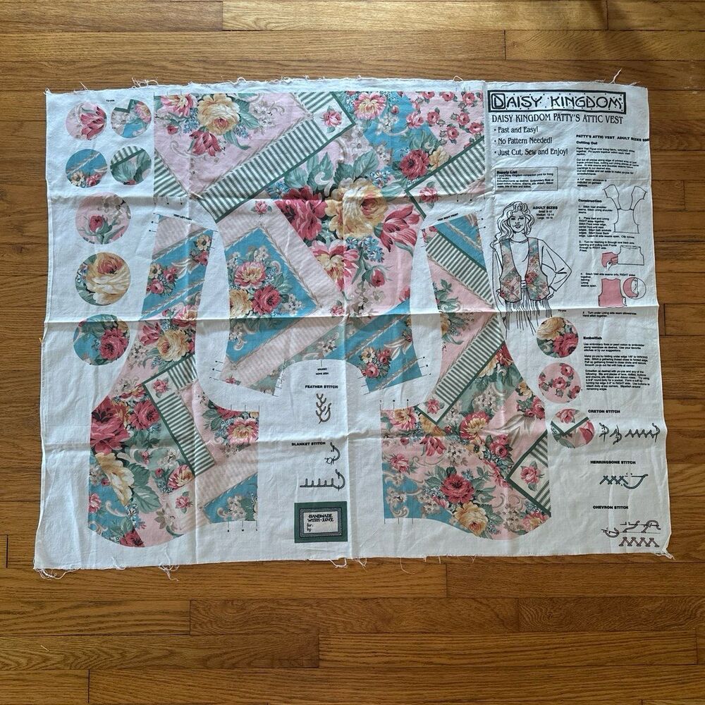 Vintage Daisy Kingdom Patty's Attic Pretty Floral Vest Fabric Sewing Pattern